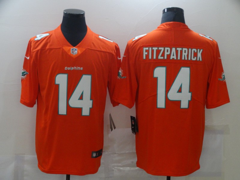 Men Miami Dolphins 14 Fitzpatrick Orange Nike Limited Vapor Untouchable NFL Jerseys